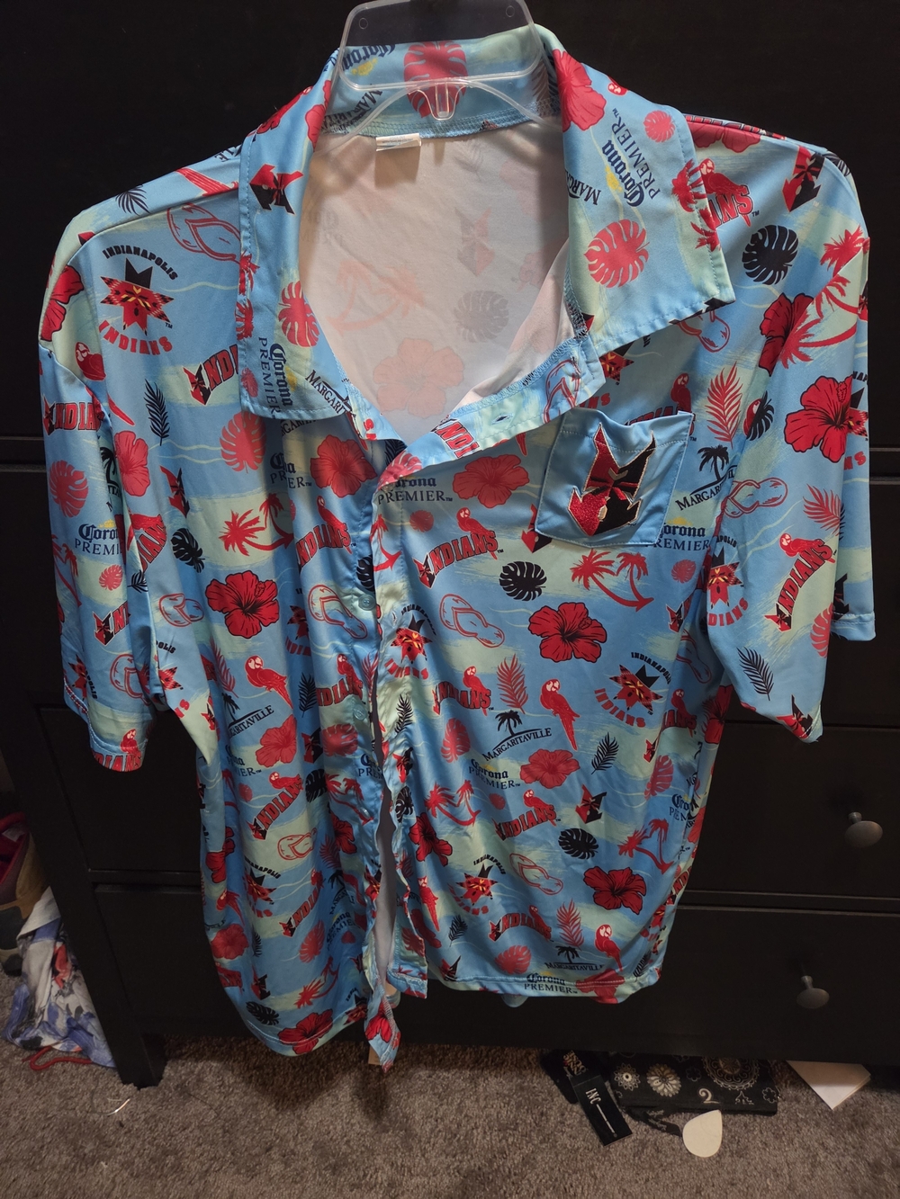 Indianapolis Indians Margaritaville Light Blue Short-Sleeve Tropical Print